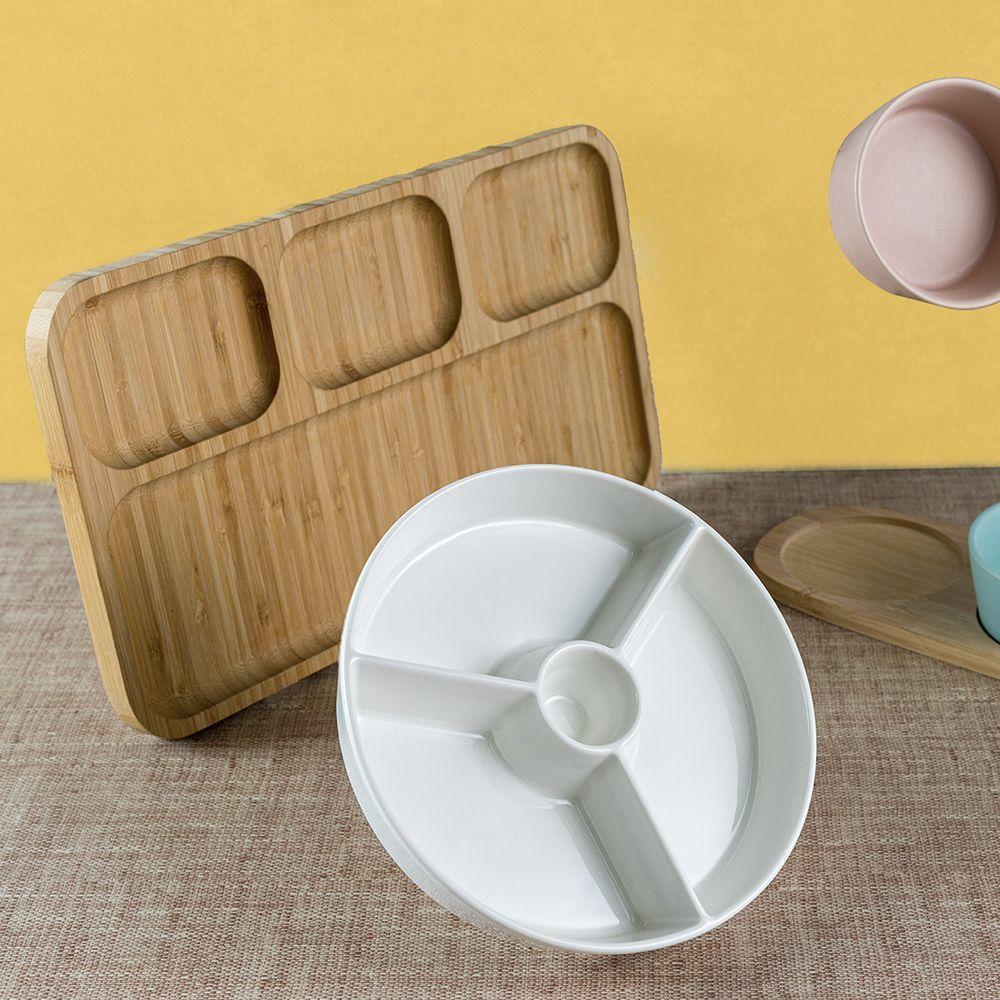 Petisqueira De Bambu Com 4 Divisórias Retangular - 2