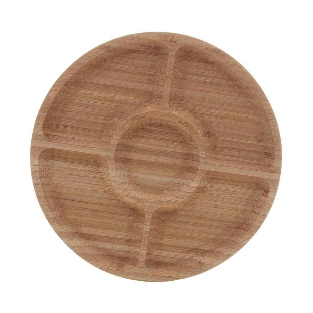 Petisqueira De Bambu Com 5 Divisórias 30cm Redonda - 3