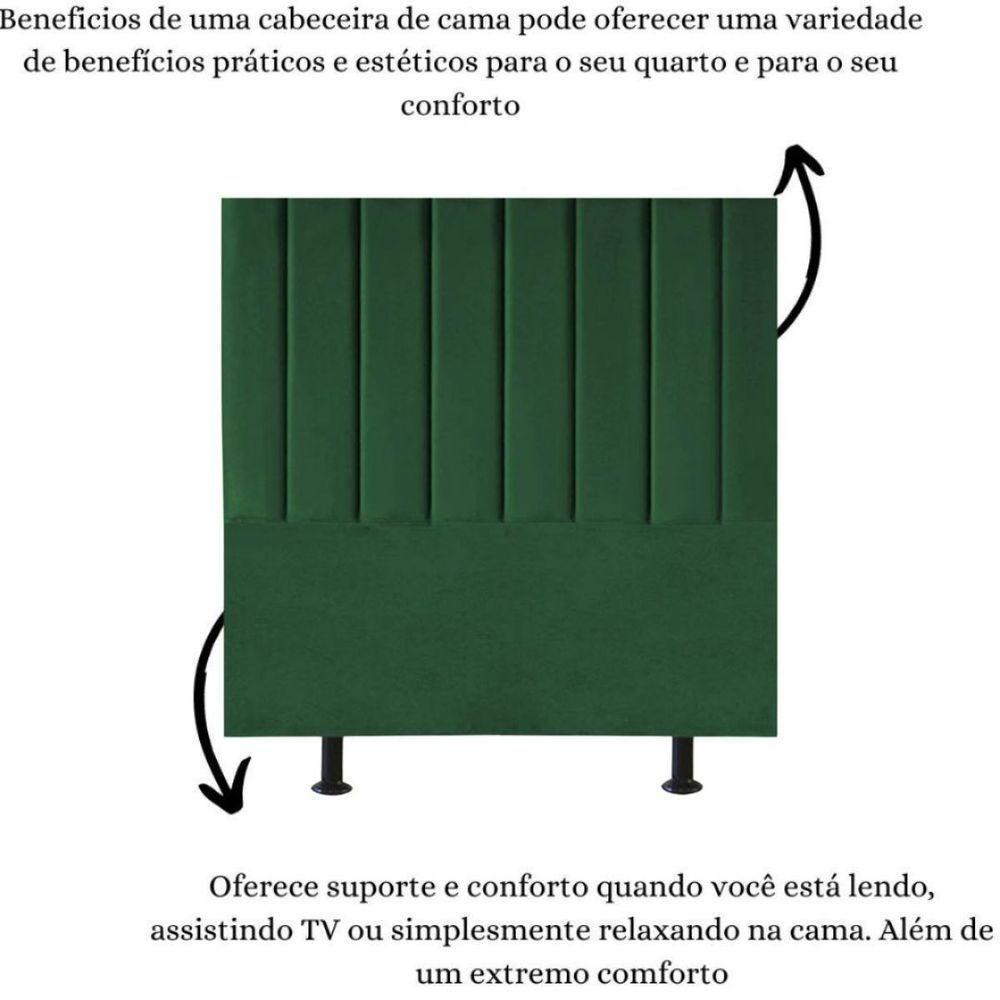Cabeceira Estofada Cama Box Casal 140 Cm Sophia Carla Suede Cor:verde Musgo - 7