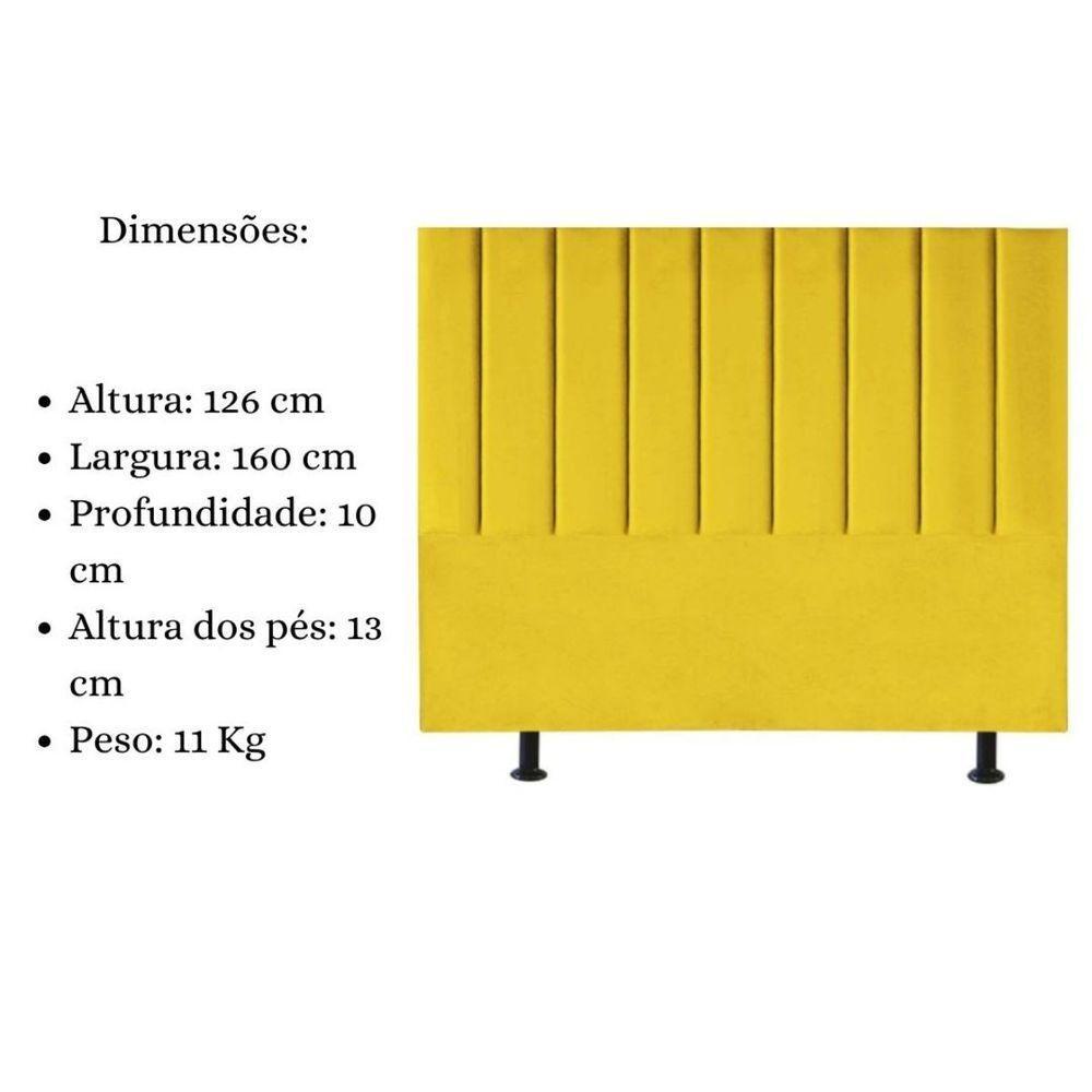 Cabeceira Estofada Cama Box Queen 160 Cm Sophia Carla Suede Cor:amarelo - 4
