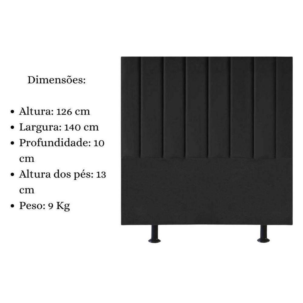 Cabeceira Estofada Cama Box Casal 140 Cm Sophia Carla Suede Cor:preto - 2
