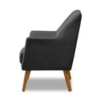 Poltrona Decorativa Bordada Magali Veludo Cinza Grafite Lansofbr