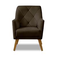 Poltrona Decorativa Bordada Magali Veludo Marrom Lansofbr - 6