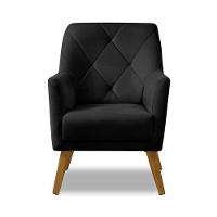 Poltrona Decorativa Bordada Magali Veludo Preto Lansofbr - 6