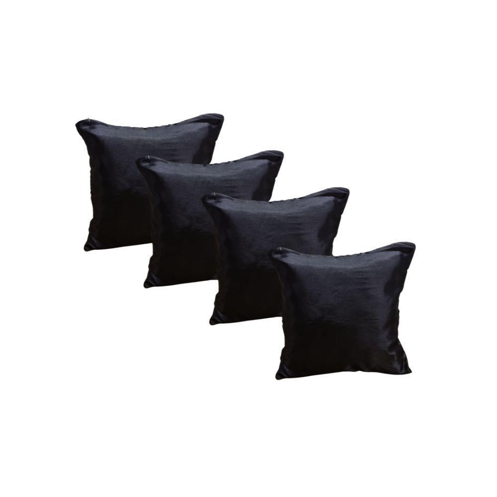 Kit 4 Capa Almofadas Cetim 35x35 Luxo Ziper Invisivel - Magic Enxovais Preto - 1