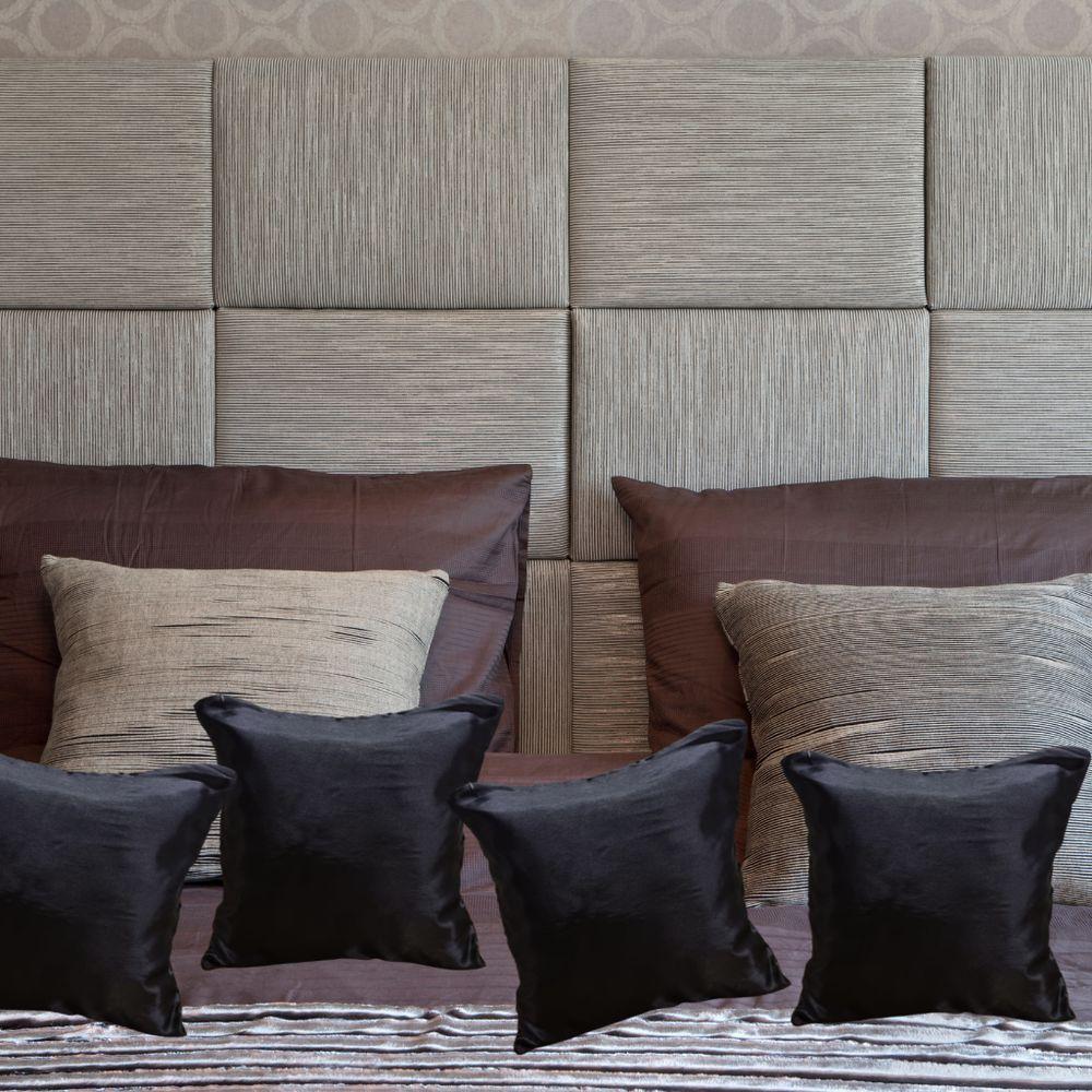 Kit 4 Capa Almofadas Cetim 35x35 Luxo Ziper Invisivel - Magic Enxovais Preto - 4