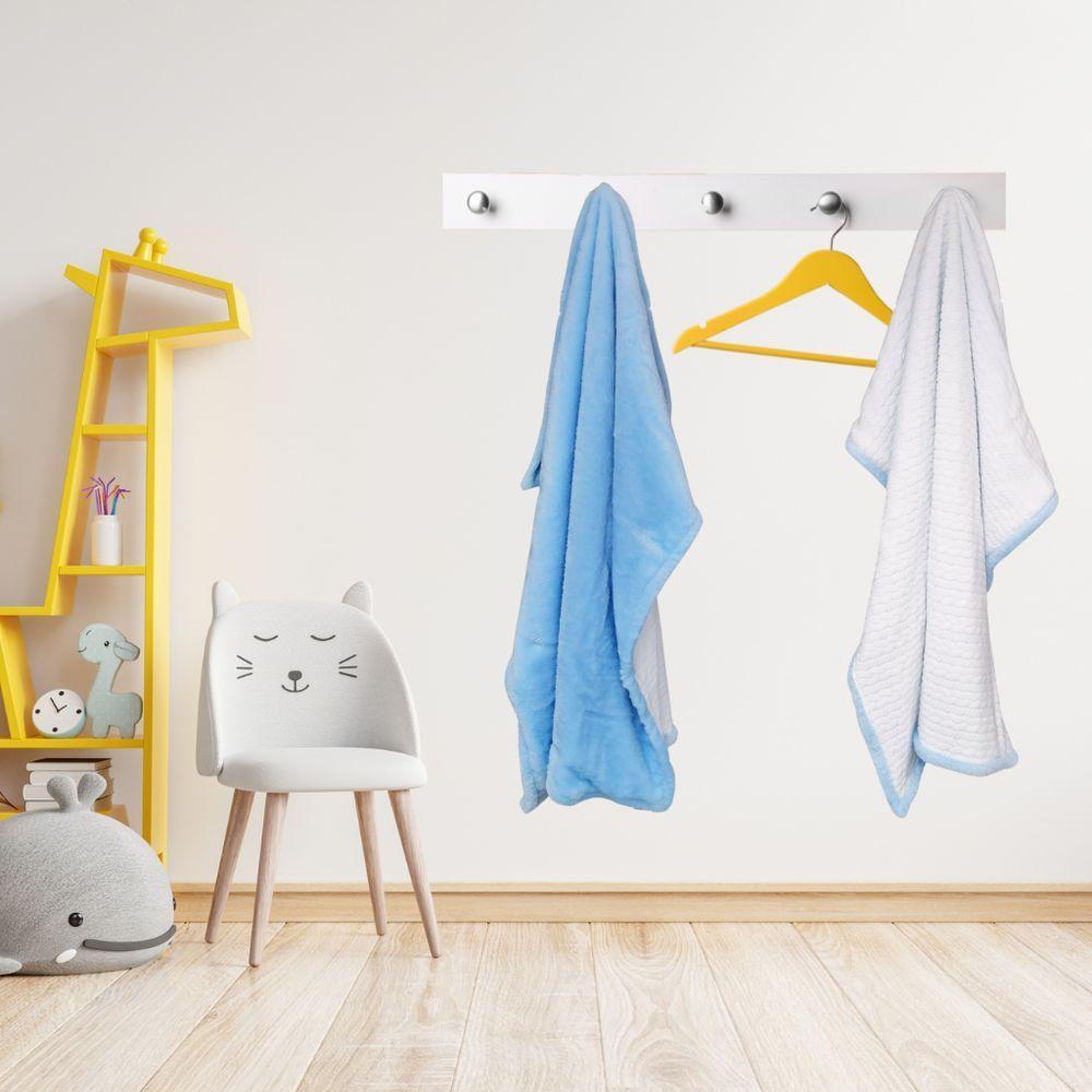 Manta Bebe Dupla Face 80x80cm - Magic Enxovais Azul - 2