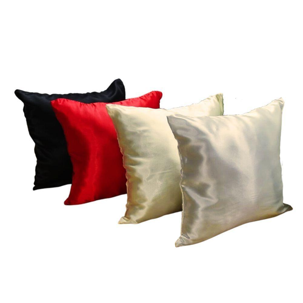 Kit 4 Capa Almofadas Cetim 35x35 Luxo Ziper Invisivel - Magic Enxovais Vermelho - 2