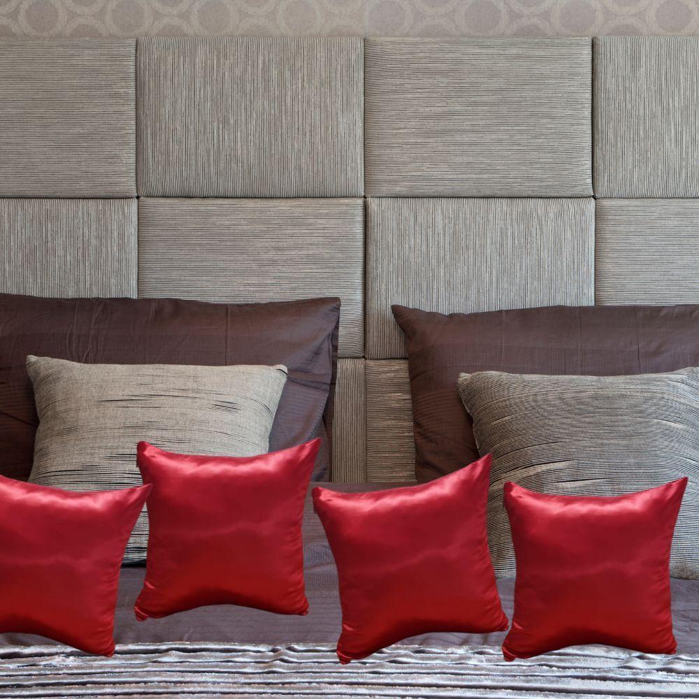 Kit 4 Capa Almofadas Cetim 35x35 Luxo Ziper Invisivel - Magic Enxovais Vermelho - 6