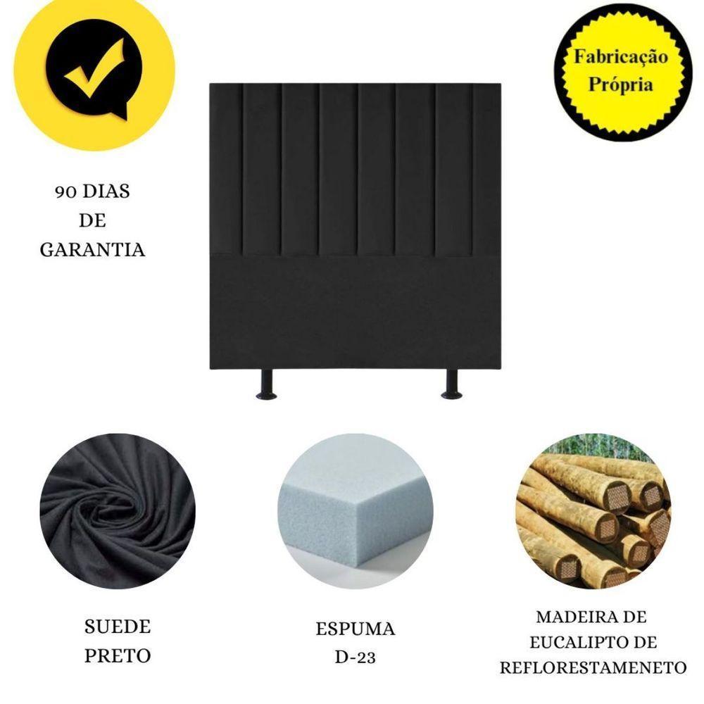 Cabeceira Estofada Cama Box Queen 160 Cm Sophia Carla Suede Cor:preto - 3
