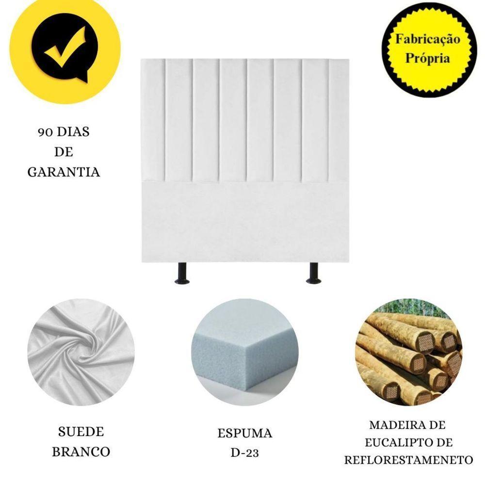 Cabeceira Estofada Cama Box Casal 140 Cm Sophia Carla Suede Cor:branco - 4
