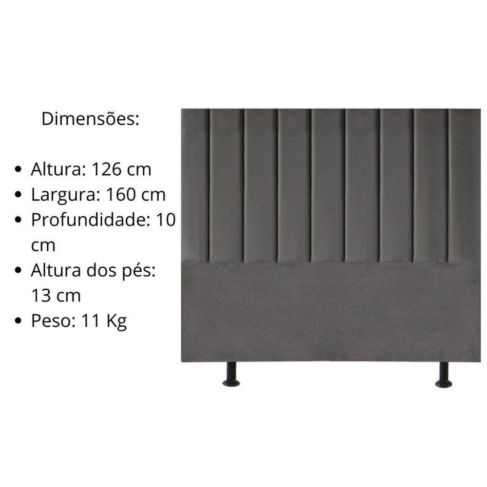 Cabeceira Estofada Cama Box Queen 160 Cm Sophia Carla Suede Cor:cinza Escuro - 4