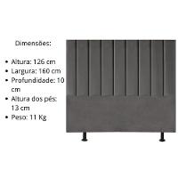 Cabeceira Estofada Cama Box Queen 160 Cm Sophia Carla Suede Cor:cinza Escuro