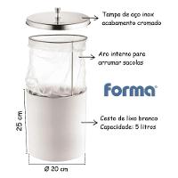 Lixeira Cesto De Lixo Com Aro Interno 5l Tampa Inox Cozinha - 5