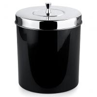 Lixeira 5 Litros Banheiro Cozinha Preto Tampa Aço Inox Forma - 1