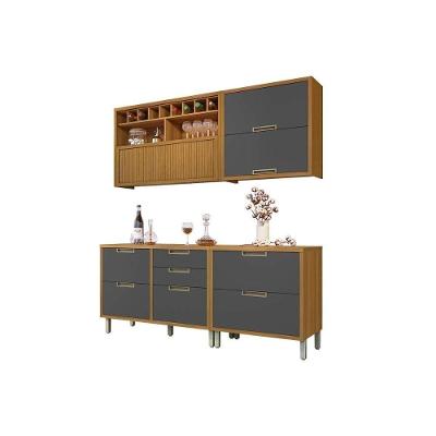 Kit de Cozinha Completa Imperatriz 1 Porta 4 Gavetas MDF 120cm Branco Freijo Grafite