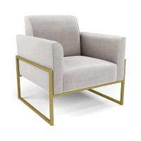 Sofá Namoradeira Com 2 Poltronas Base Industrial Alta Dourado Marisa Veludo D03 - D\'rossi Cor Cinza - 2