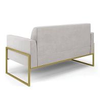 Sofá Namoradeira Com 2 Poltronas Base Industrial Alta Dourado Marisa Veludo D03 - D\'rossi Cor Cinza - 8