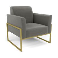 Sofá Namoradeira Com 2 Poltronas Base Industrial Alta Dourado Marisa Suede D03 - D\'rossi Cor Grafite - 3