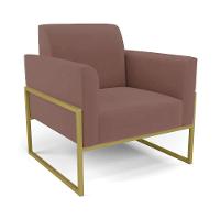 Sofá Namoradeira Com Poltrona Base Industrial Alta Dourado Marisa Veludo Rosê D03 - D\'rossi - 7