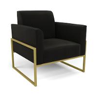 Sofá Namoradeira Com 2 Poltronas Base Industrial Alta Dourado Marisa Suede D03 - D\'rossi Cor Preto - 5