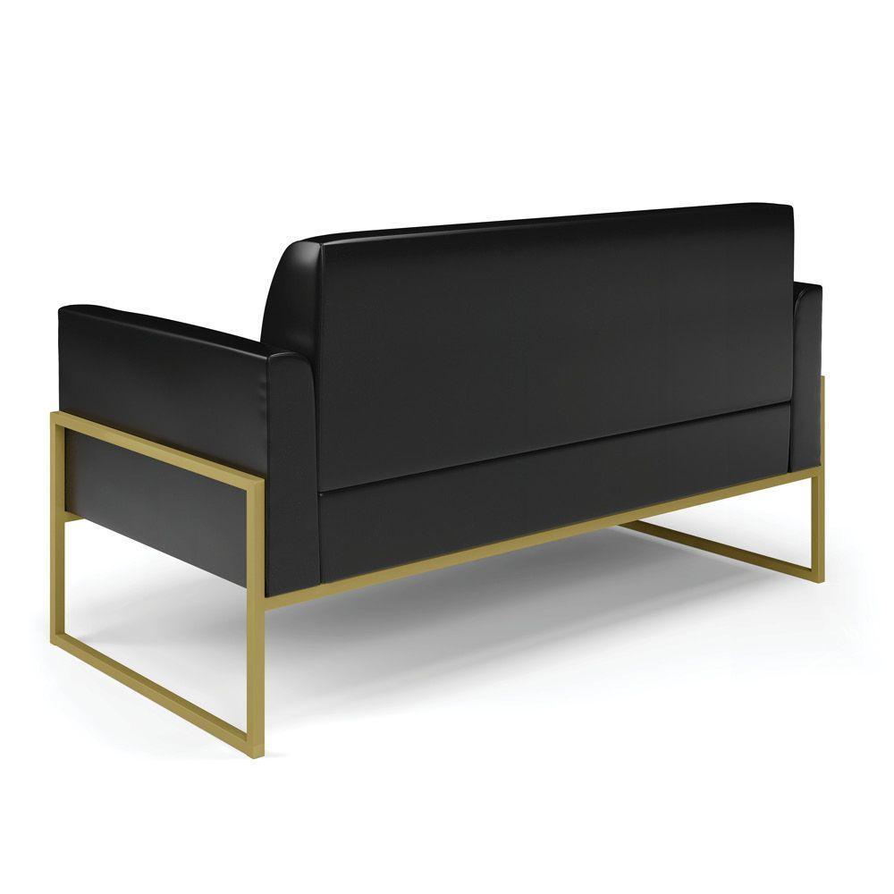 Sofá Namoradeira Com Poltrona Base Industrial Alta Dourado Marisa Corano Preto D03 - D\'rossi - 5