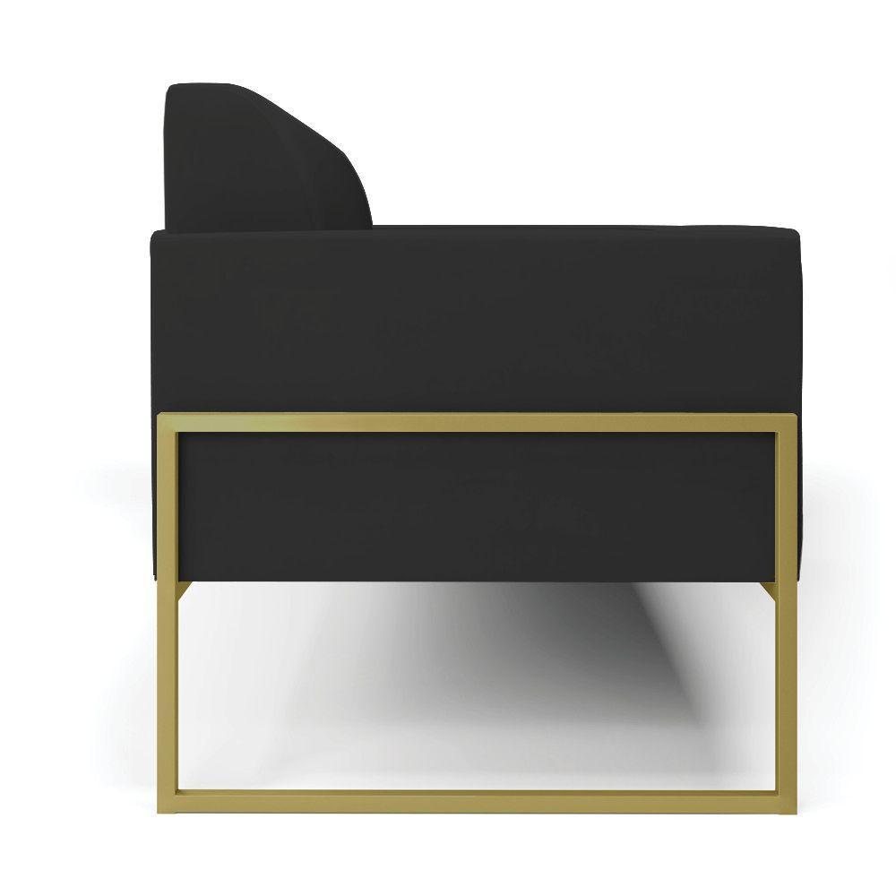 Sofá Namoradeira Base Industrial Alta Dourado Marisa Veludo Preto D03 - D\'rossi - 5