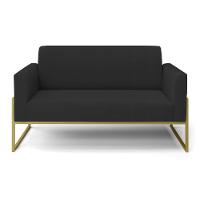 Sofá Namoradeira Base Industrial Alta Dourado Marisa Veludo Preto D03 - D\'rossi - 6