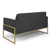 Sofá Namoradeira Com 2 Poltronas Base Industrial Alta Dourado Marisa Corino Preto D03 - D\'rossi - 6