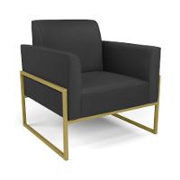 Sofá Namoradeira Com 2 Poltronas Base Industrial Alta Dourado Marisa Corino Preto D03 - D\'rossi - 7
