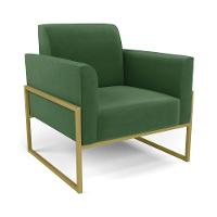 Sofá Namoradeira Com Poltrona Base Industrial Alta Dourado Marisa Suede D03 - D\'rossi Cor Verde - 5