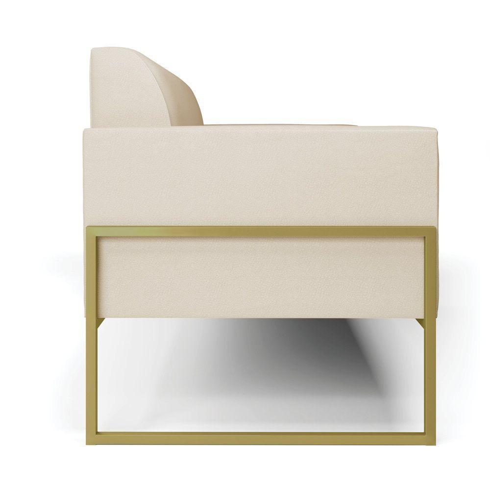 Sofá Namoradeira Base Industrial Alta Dourado Marisa Corino Bege D03 - D\'rossi - 4