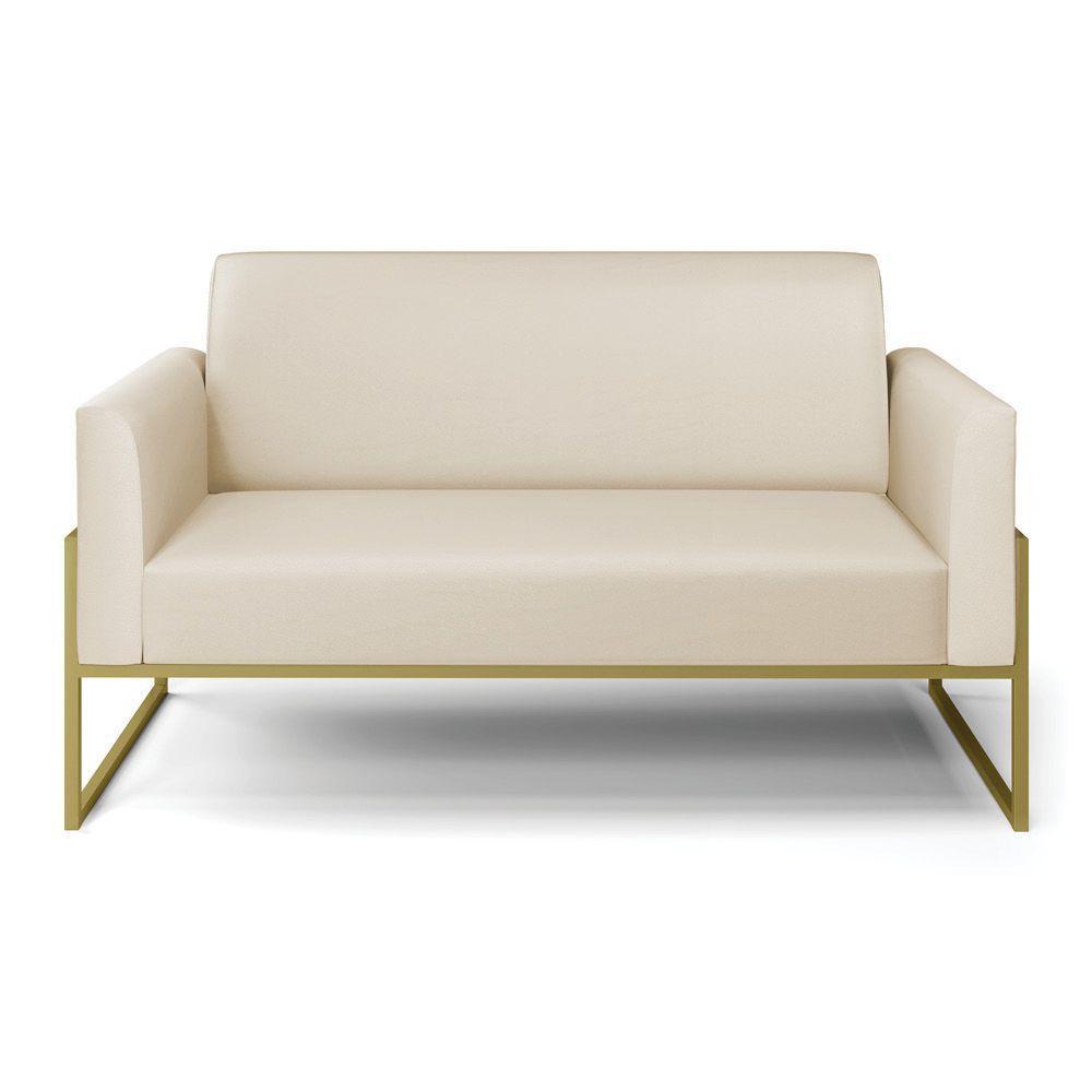 Sofá Namoradeira Base Industrial Alta Dourado Marisa Corino Bege D03 - D\'rossi - 6