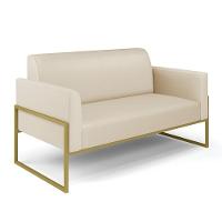 Sofá Namoradeira Base Industrial Alta Dourado Marisa Corino Bege D03 - D\'rossi - 1