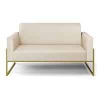 Sofá Namoradeira Base Industrial Alta Dourado Marisa Corino Bege D03 - D\'rossi - 6