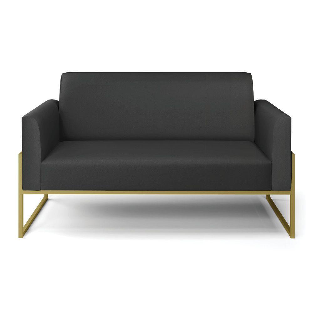 Sofá Namoradeira Base Industrial Alta Dourado Marisa Corino Preto D03 - D\'rossi - 6