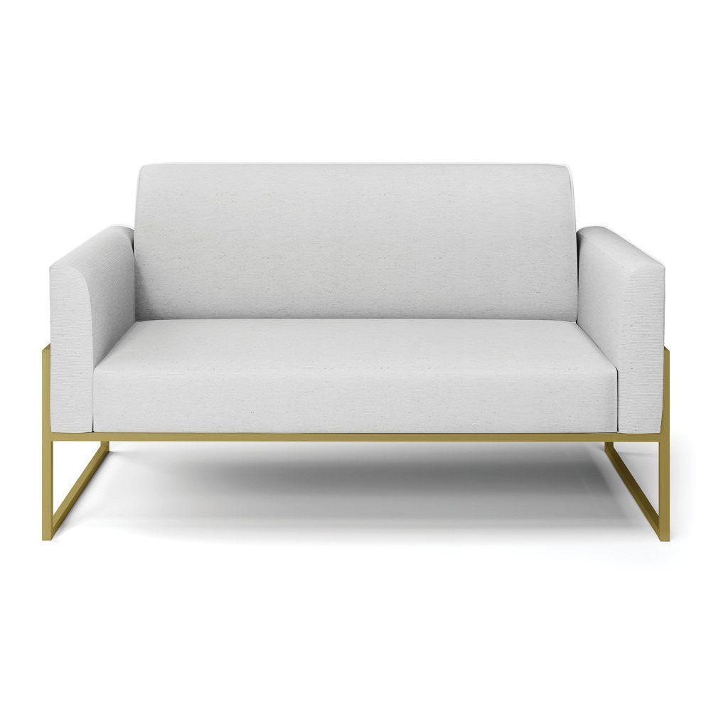 Sofá Namoradeira Base Industrial Alta Dourado Marisa Linho D03 - D\'rossi Cor A05 Cinza - 4