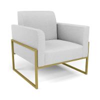 Sofá Namoradeira Com 2 Poltronas Base Industrial Alta Dourado Marisa Linho D03 - D\'rossi Cor A05 Cinza - 2