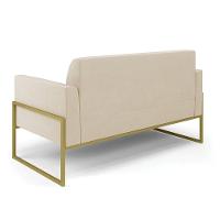 Sofá Namoradeira Com Poltrona Base Industrial Alta Dourado Marisa Suede D03 - D\'rossi Cor Bege - 6