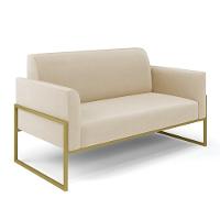 Sofá Namoradeira Com Poltrona Base Industrial Alta Dourado Marisa Suede D03 - D\'rossi Cor Bege - 7
