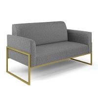 Sofá Namoradeira Base Industrial Alta Dourado Marisa Linho Grafite A26 D03 - D\'rossi - 1