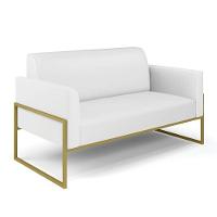 Sofá Namoradeira Com Poltrona Base Industrial Alta Dourado Marisa Corino Branco D03 - D\'rossi - 3