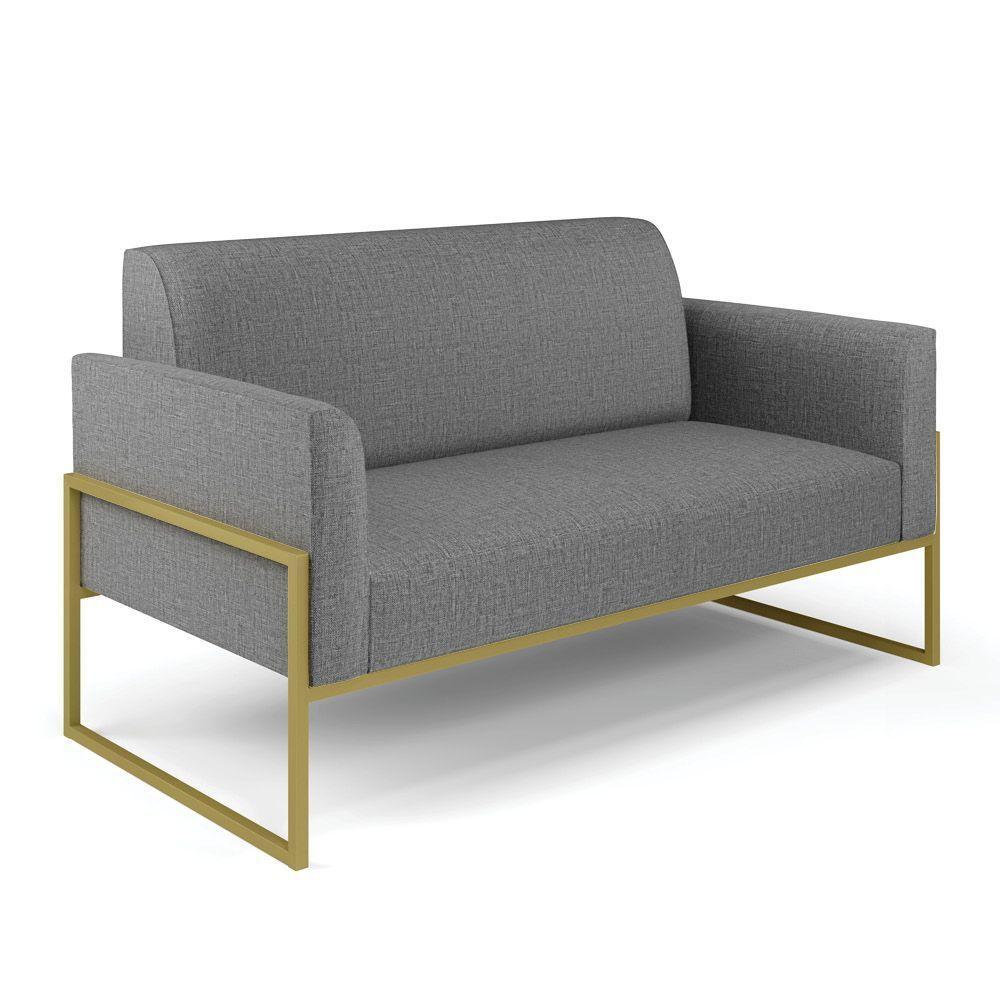 Sofá Namoradeira Base Industrial Alta Dourado Marisa Linho D03 - D\'rossi Cor A26 Grafite - 1