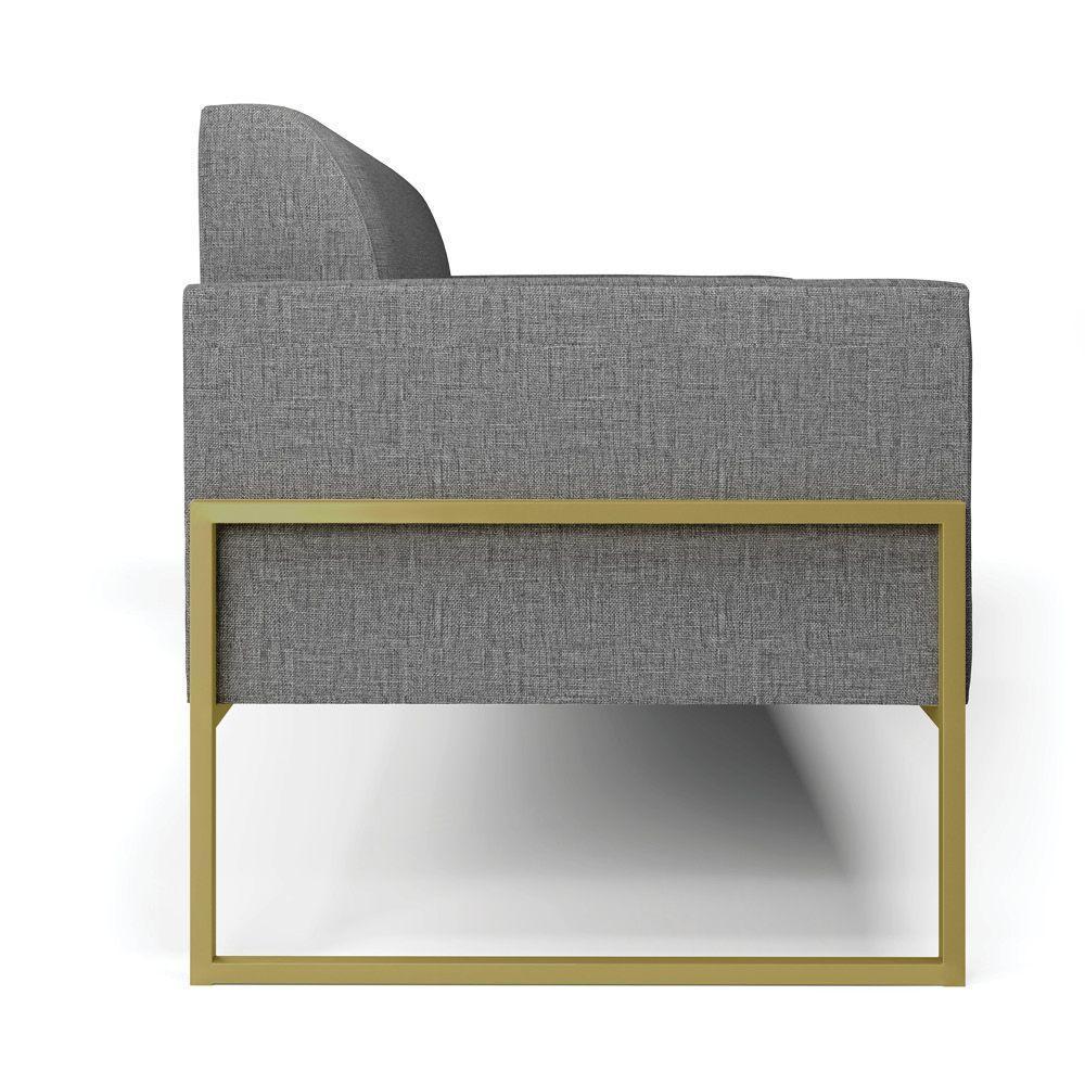 Sofá Namoradeira Base Industrial Alta Dourado Marisa Linho D03 - D\'rossi Cor A26 Grafite - 2