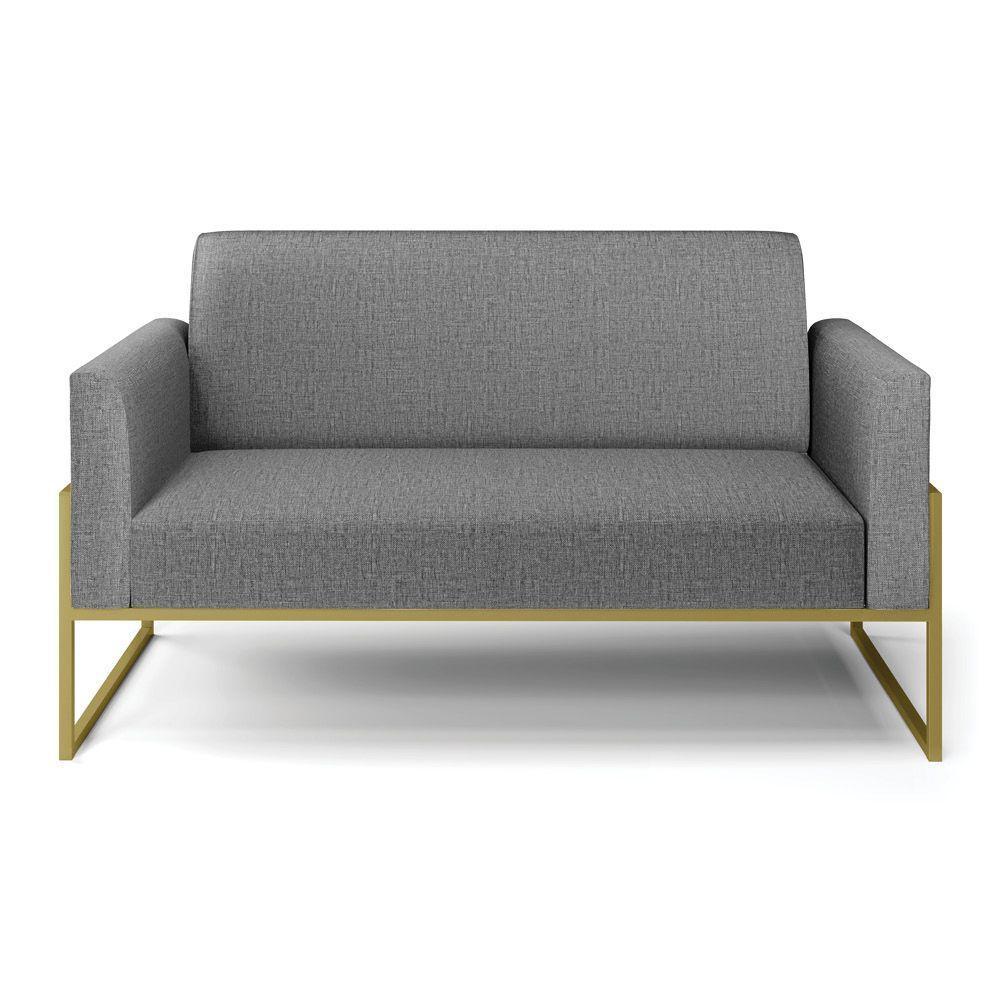 Sofá Namoradeira Base Industrial Alta Dourado Marisa Linho D03 - D\'rossi Cor A26 Grafite - 7