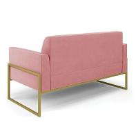 Sofá Namoradeira Com 2 Poltronas Base Industrial Alta Dourado Marisa Suede D03 - D\'rossi Cor Rose - 3