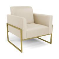 Sofá Namoradeira Com Poltrona Base Industrial Alta Dourado Marisa Corino Bege D03 - D\'rossi - 6