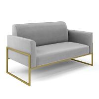 Sofá Namoradeira Com 2 Poltronas Base Industrial Alta Dourado Marisa Suede D03 - D\'rossi Cor Cinza - 6