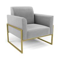 Sofá Namoradeira Com 2 Poltronas Base Industrial Alta Dourado Marisa Suede D03 - D\'rossi Cor Cinza - 8