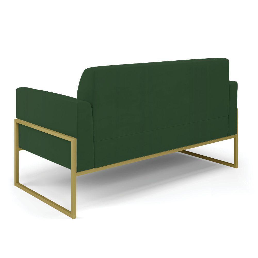 Sofá Namoradeira Com 2 Poltronas Base Industrial Alta Dourado Marisa Veludo D03 - D\'rossi Cor Verde - 8